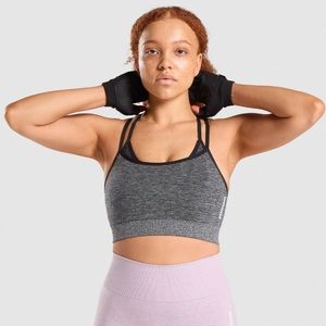 Gymshark adapt marl seamless sports bra - black